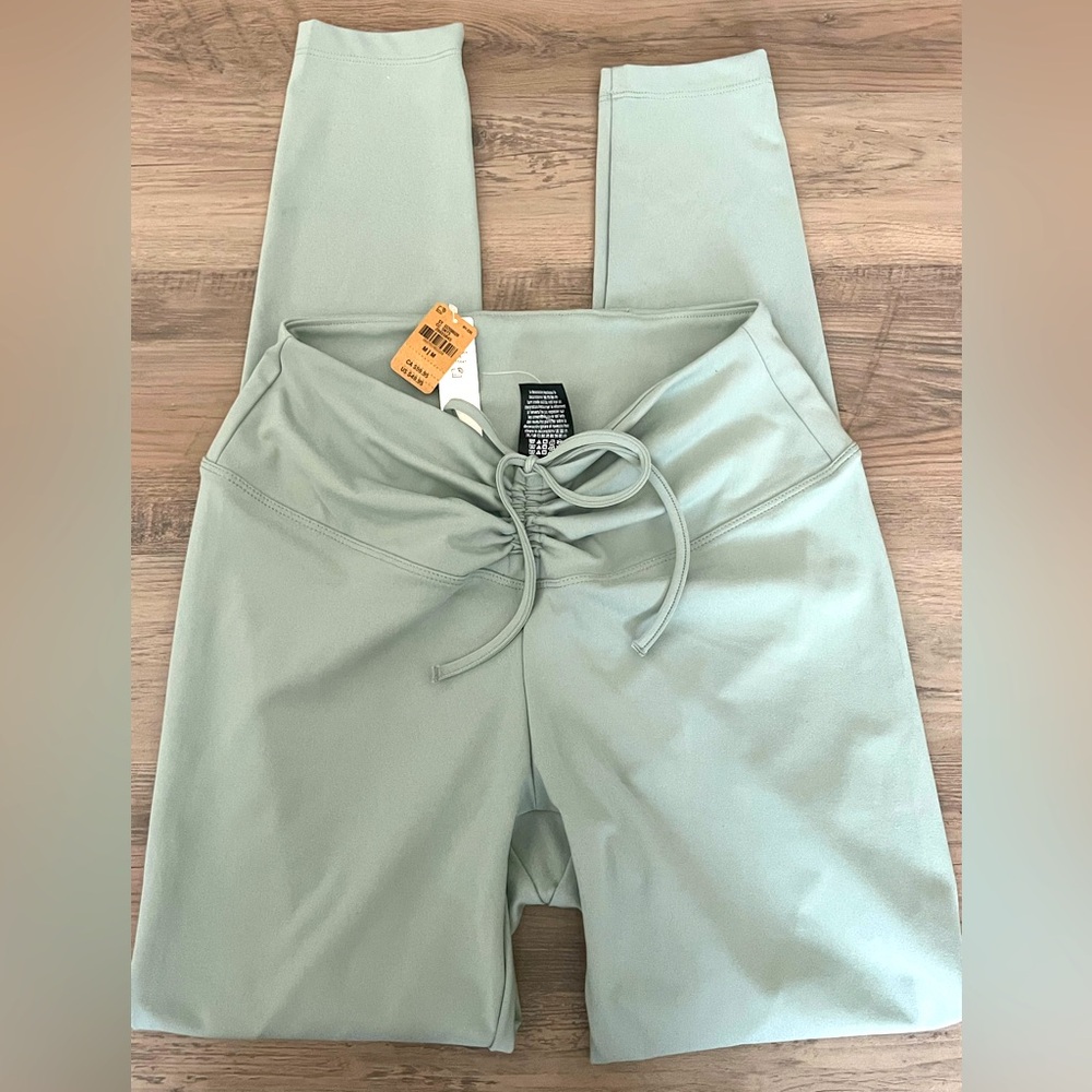 Victoria Secret Pink Active Adjustable Waist Rugged Leggings Iceberg Green M
